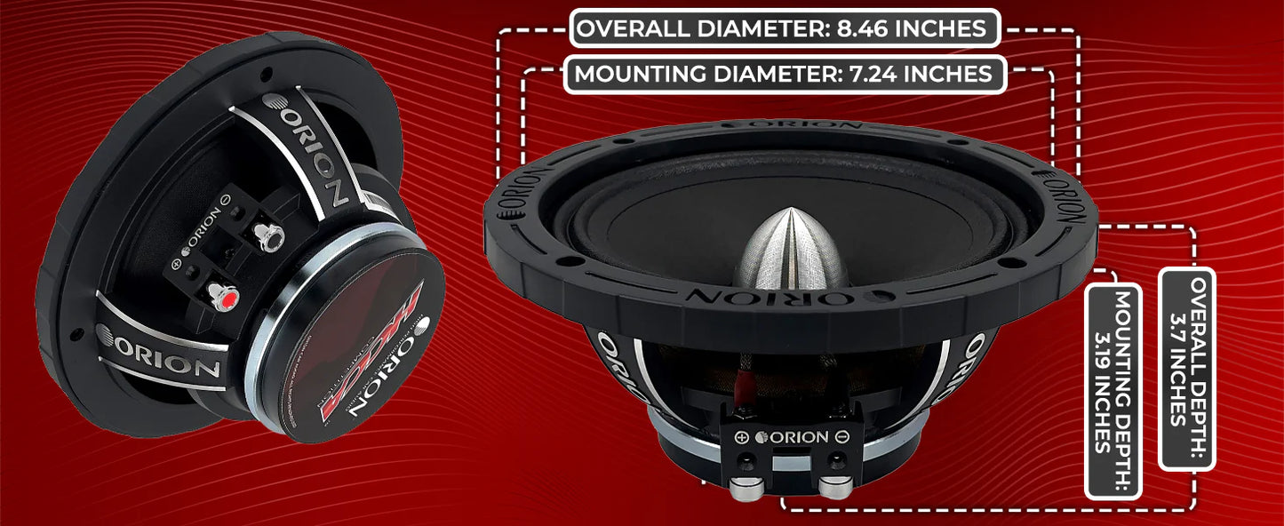 Orion - HCCA854NHP - 8" 4 Ohm High Efficiency Midrange Speakers