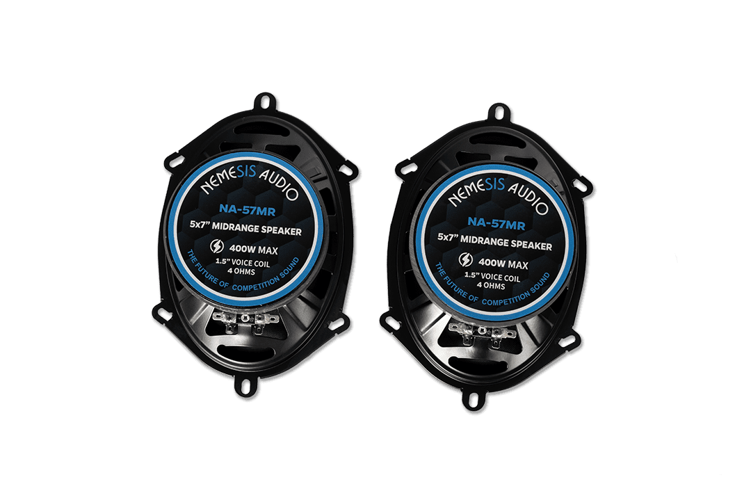 Nemesis Audio -  NA-57MR 5×7″ 4-Ohm car audio midrange speaker with 200W RMS / 400W peak. 100dB sensitivity and wide 150-10000Hz response, 1.5″ voice coil NA-57MR quantity