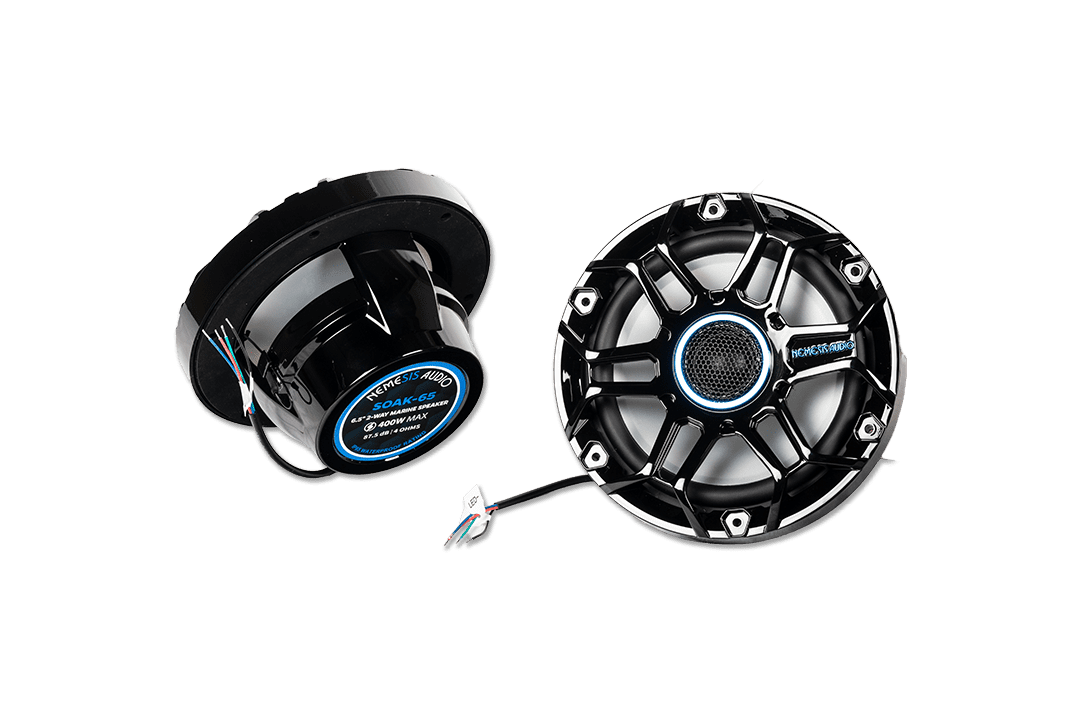 Nemesis Audio - SOAK-65 - 6.5″ 2-way marine (boat) speakers, 200W RMS / 400W peak. IP65 water-resistant with RGB lights.