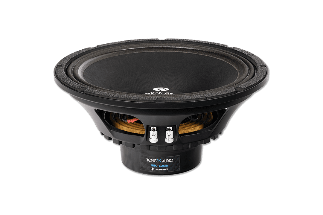Nemesis Audio - NEO-12MB - 12″ midbass, 800W RMS. Efficient build with powerful low-mid output.