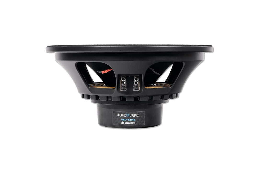 Nemesis Audio - NEO-12MB - 12″ midbass, 800W RMS. Efficient build with powerful low-mid output.