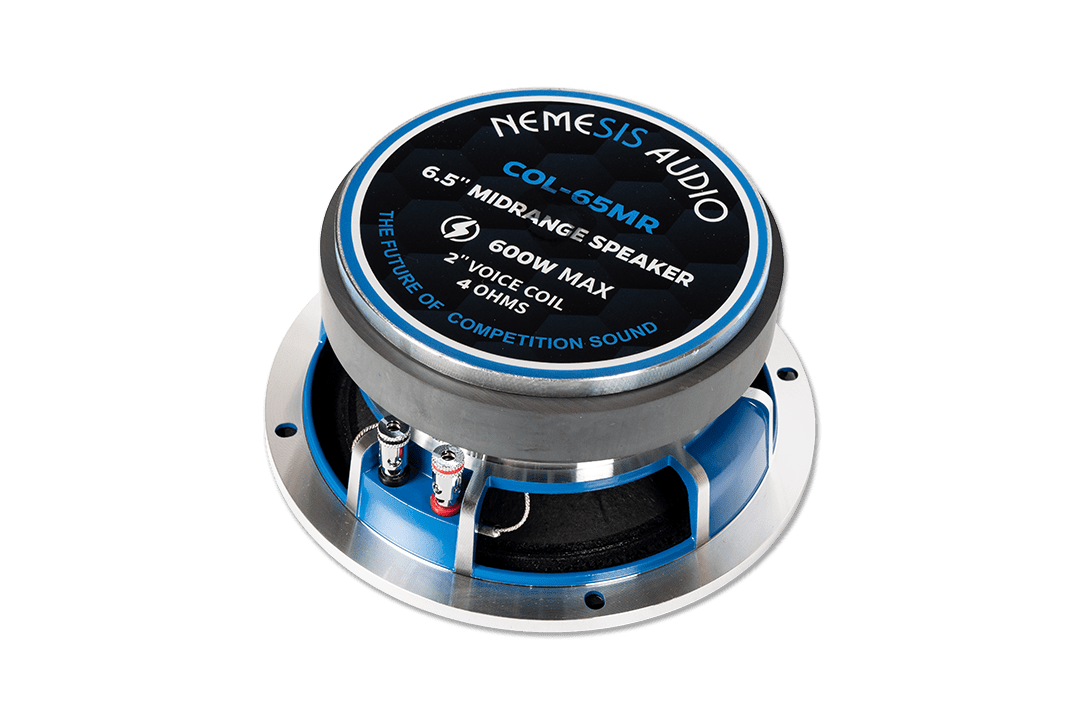Nemesis Audio - COL-65MR 6.5″ midrange, 300W RMS / 600W peak. Compact size, 97dB sensitivity, delivers crisp mid frequencies.
