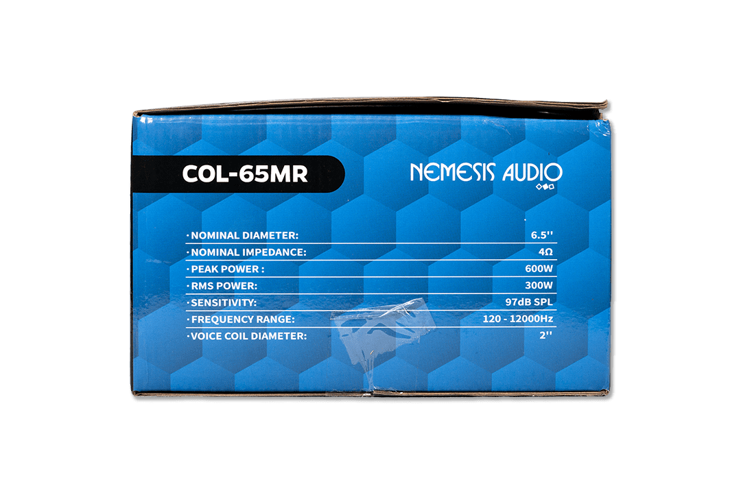 Nemesis Audio - COL-65MR 6.5″ midrange, 300W RMS / 600W peak. Compact size, 97dB sensitivity, delivers crisp mid frequencies.