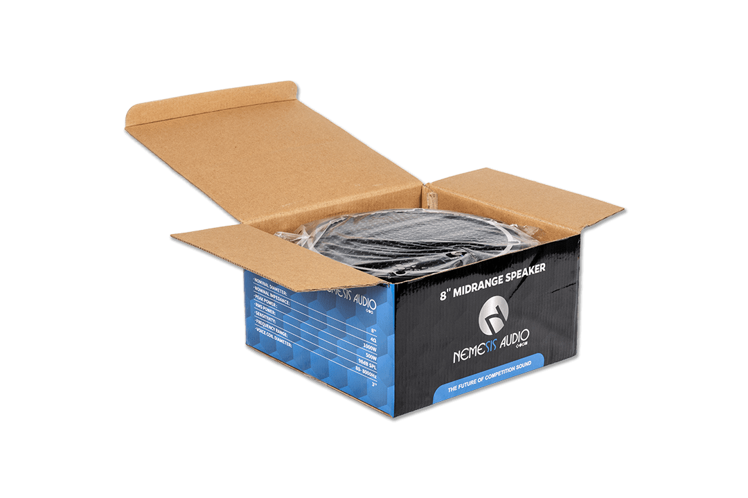 Nemesis Audio - FIERCE-8MR 8″ midrange speaker with 500W RMS / 1000W peak. Designed for aggressive, high-output builds.