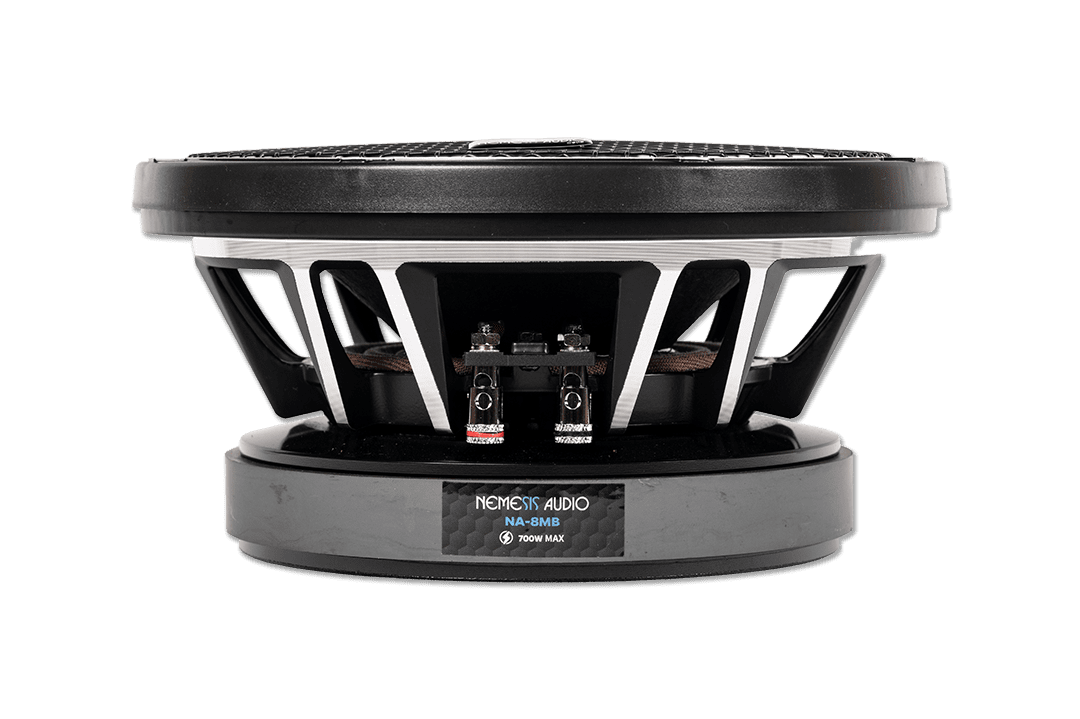 Nemesis Audio - NA-8MB 8″ midbass driver with 350W RMS handling. Strong low-mid punch with extended frequency response.