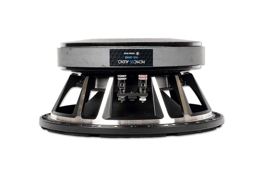 Nemesis Audio - NA-8MB 8″ midbass driver with 350W RMS handling. Strong low-mid punch with extended frequency response.