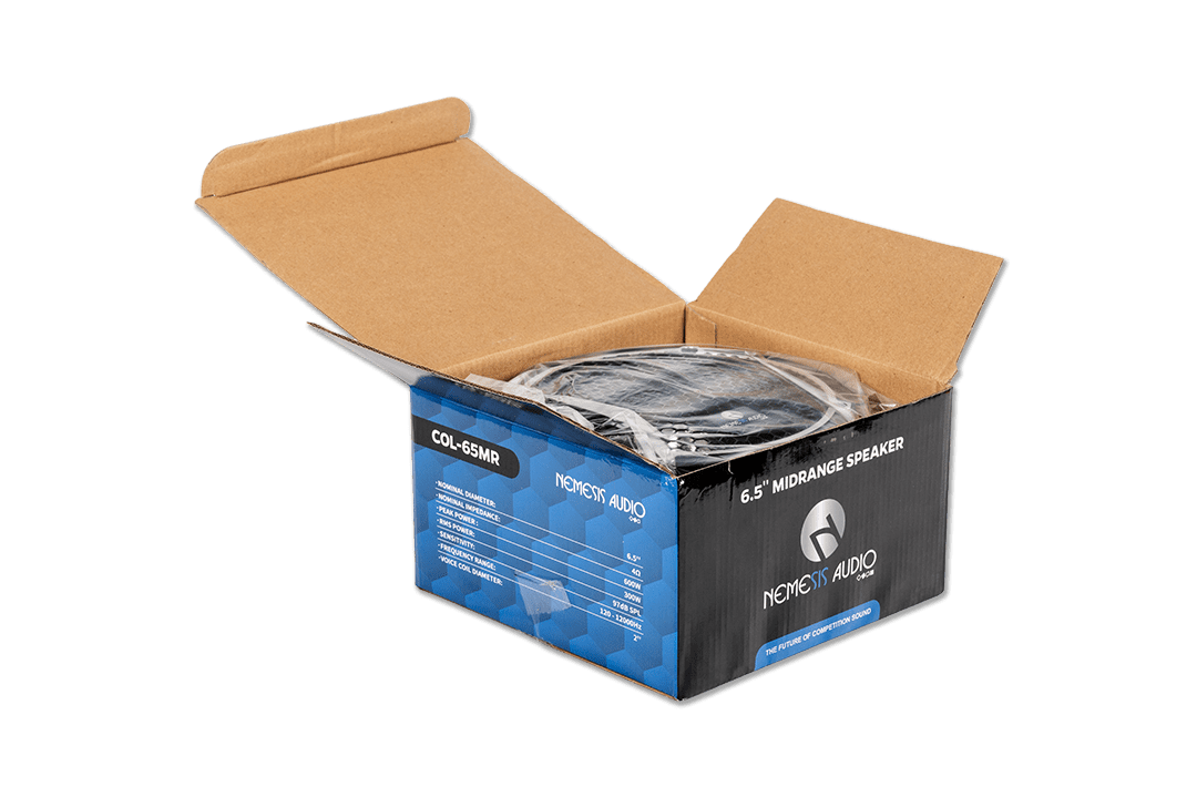 Nemesis Audio - COL-65MR 6.5″ midrange, 300W RMS / 600W peak. Compact size, 97dB sensitivity, delivers crisp mid frequencies.