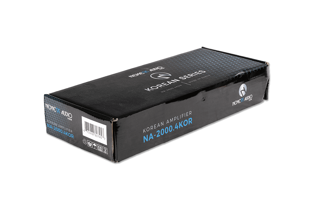 Nemesis Audio -  NA-2000.4KOR Korean made 4-channel amplifier. 500W x4 @2-Ohm / 1000W x2 bridged. compact, efficient, with protection.