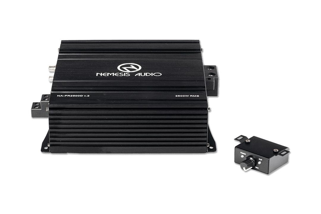 Nemesis Audio - NA-FR2500D v.2 1 channel full-range compact Class D amp, 2500W RMS @1-Ohm. Full crossover control and advanced protection.