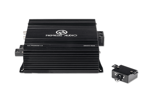 Nemesis Audio - NA-FR2500D v.2 1 channel full-range compact Class D amp, 2500W RMS @1-Ohm. Full crossover control and advanced protection.