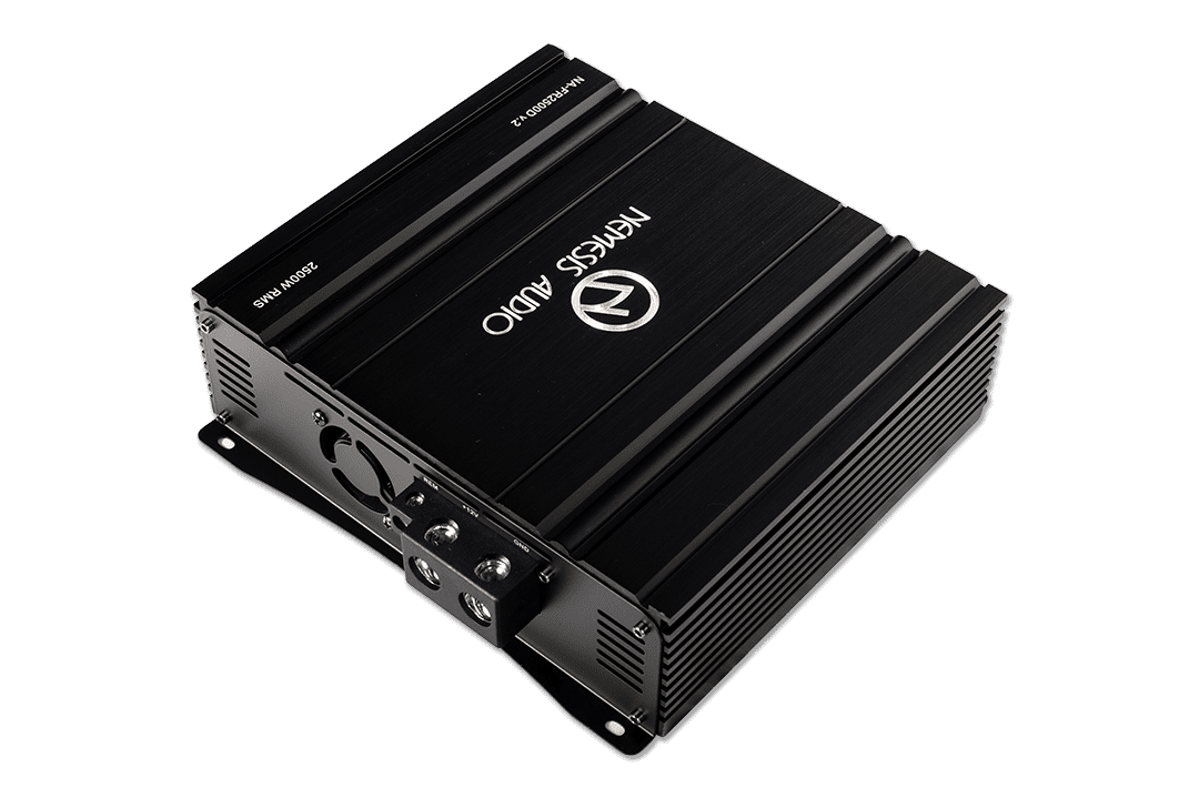 Nemesis Audio - NA-FR2500D v.2 1 channel full-range compact Class D amp, 2500W RMS @1-Ohm. Full crossover control and advanced protection.