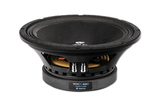Nemesis Audio -  TEAM-12MR - 12″ midrange speaker, 800W, 4-Ohm, 99dB sensitivity, 3.5″ voice coil, competition-ready. Built for extreme loudness and reliability.