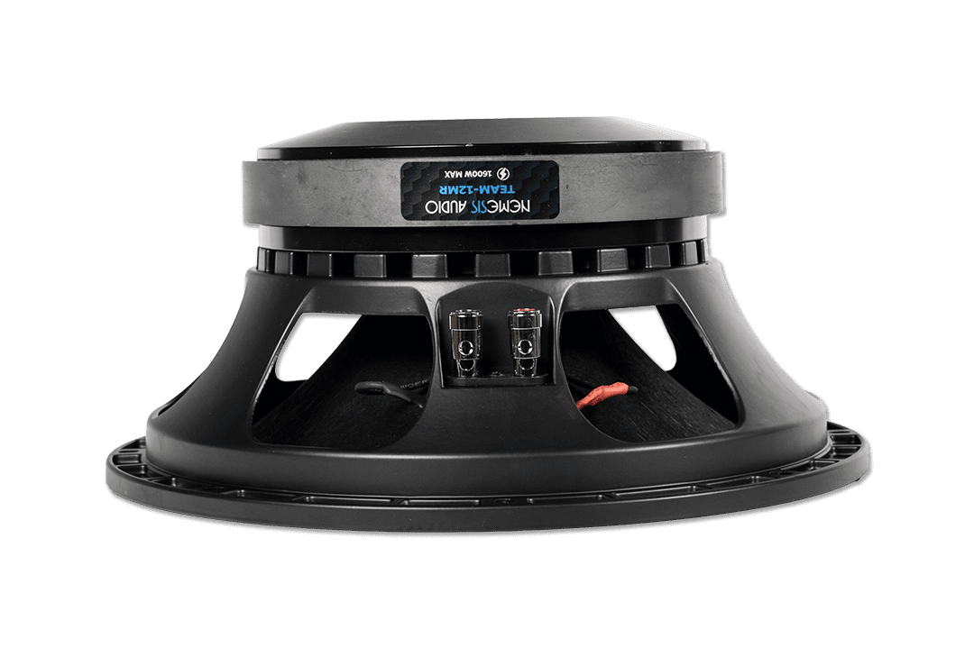 Nemesis Audio -  TEAM-12MR - 12″ midrange speaker, 800W, 4-Ohm, 99dB sensitivity, 3.5″ voice coil, competition-ready. Built for extreme loudness and reliability.