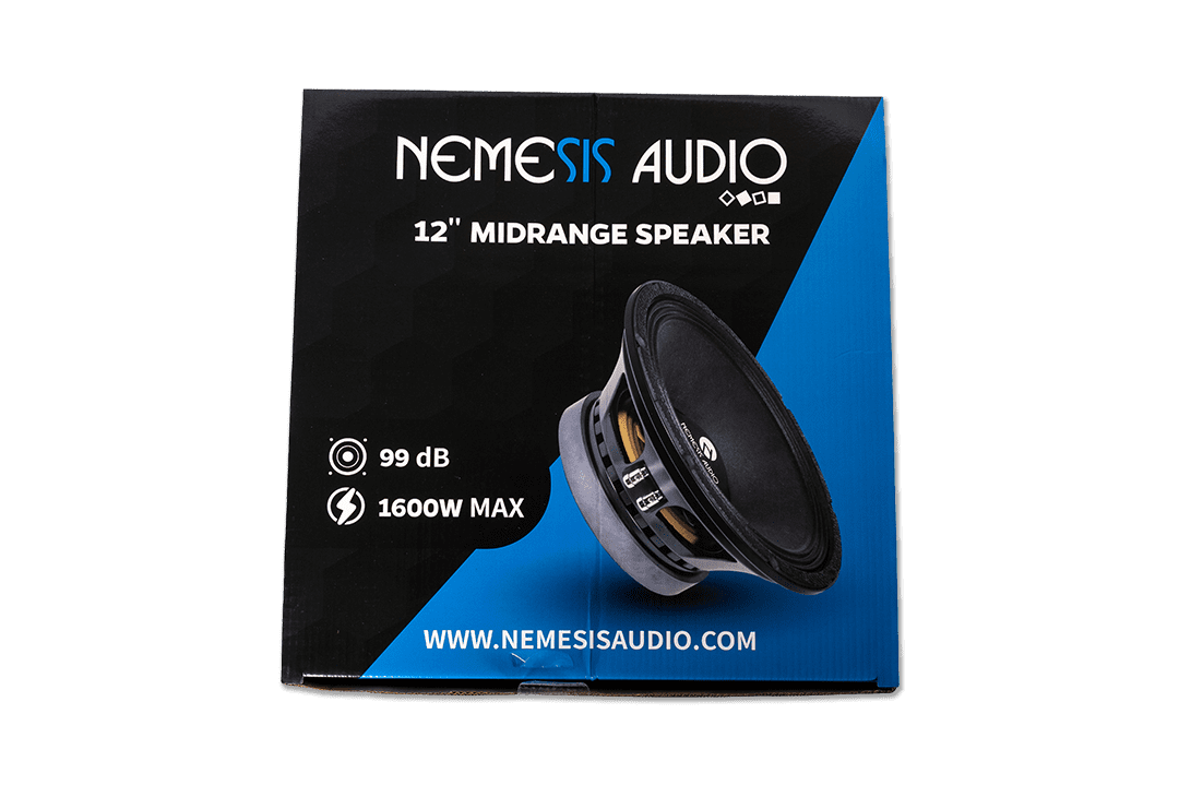 Nemesis Audio -  TEAM-12MR - 12″ midrange speaker, 800W, 4-Ohm, 99dB sensitivity, 3.5″ voice coil, competition-ready. Built for extreme loudness and reliability.