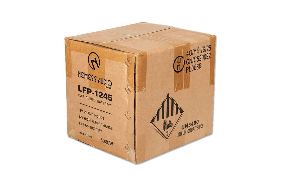 Nemesis Audio | LFP-1245 | 12V | 45Ah | LiFePO4 | battery, 5000W rating. Reliable, durable lithium performance for car audio .