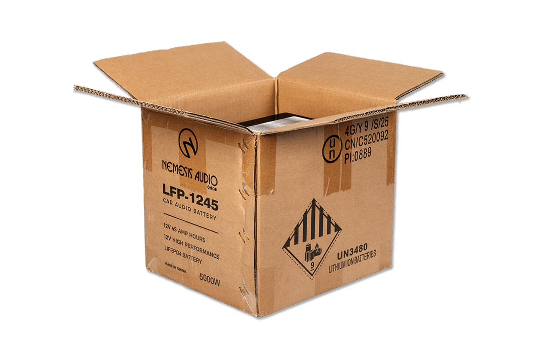 Nemesis Audio | LFP-1245 | 12V | 45Ah | LiFePO4 | battery, 5000W rating. Reliable, durable lithium performance for car audio .