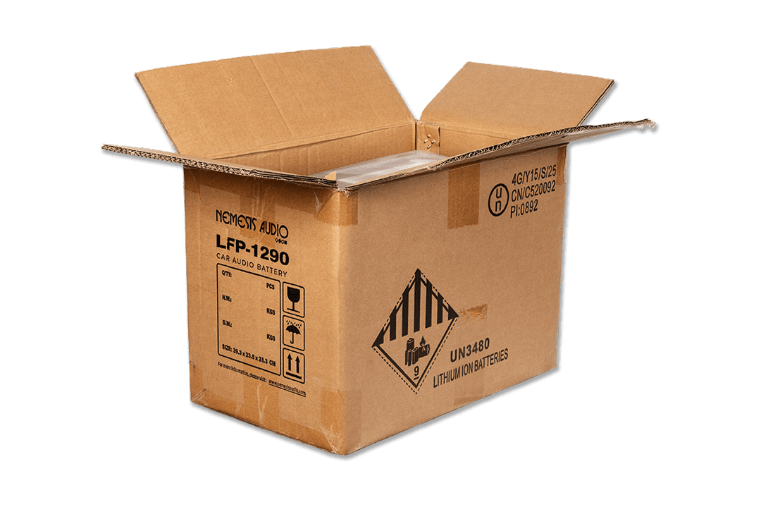 Nemesis Audio |  LFP-1290 | 12V | 90Ah | LiFePO4 battery with 10,000W rating. Heavy-duty lithium power for extreme systems.