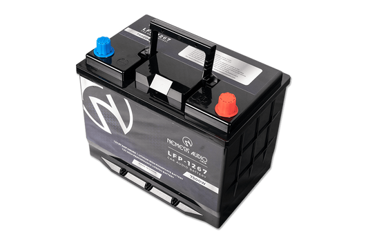 Nemesis Audio -  LFP-1267 - 12V 67Ah LiFePO4 battery, 7500W rating. High-capacity, efficient, UN3480 certified.
