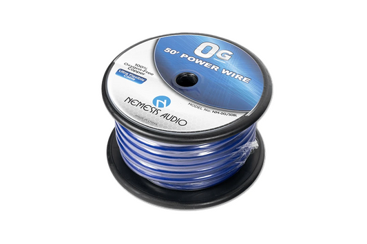 Nemesis Audio | NM-0G/50BL | 0-gauge | 50ft | Blue power wire. flexible