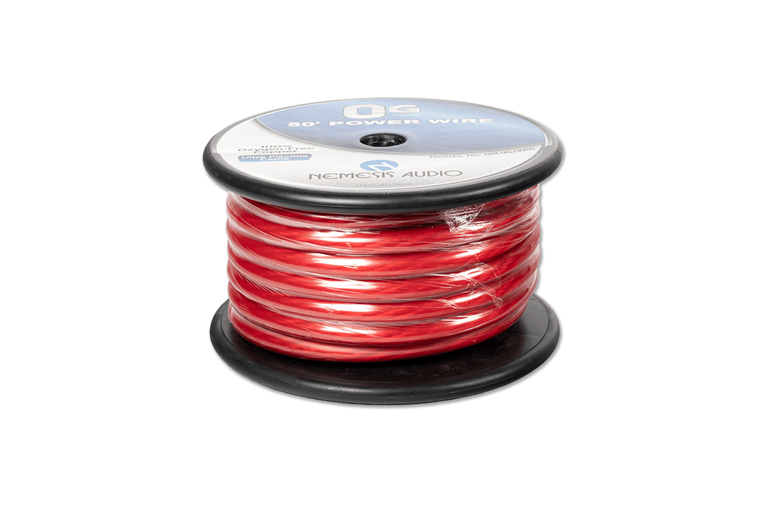 Nemesis Audio | NM-0G/50RD | 0-gauge | 50ft | red power wire. Heavy-duty, flexible