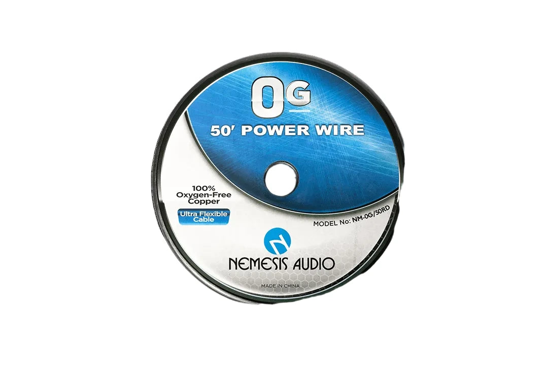 Nemesis Audio | NM-0G/50RD | 0-gauge | 50ft | red power wire. Heavy-duty, flexible