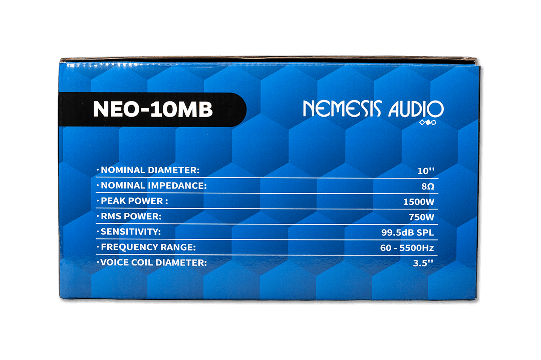 Nemesis Audio -  NEO-10MB - 10″ midbass speaker, 750W RMS. neodymium motor. Lightweight, high-efficiency design with extended range.