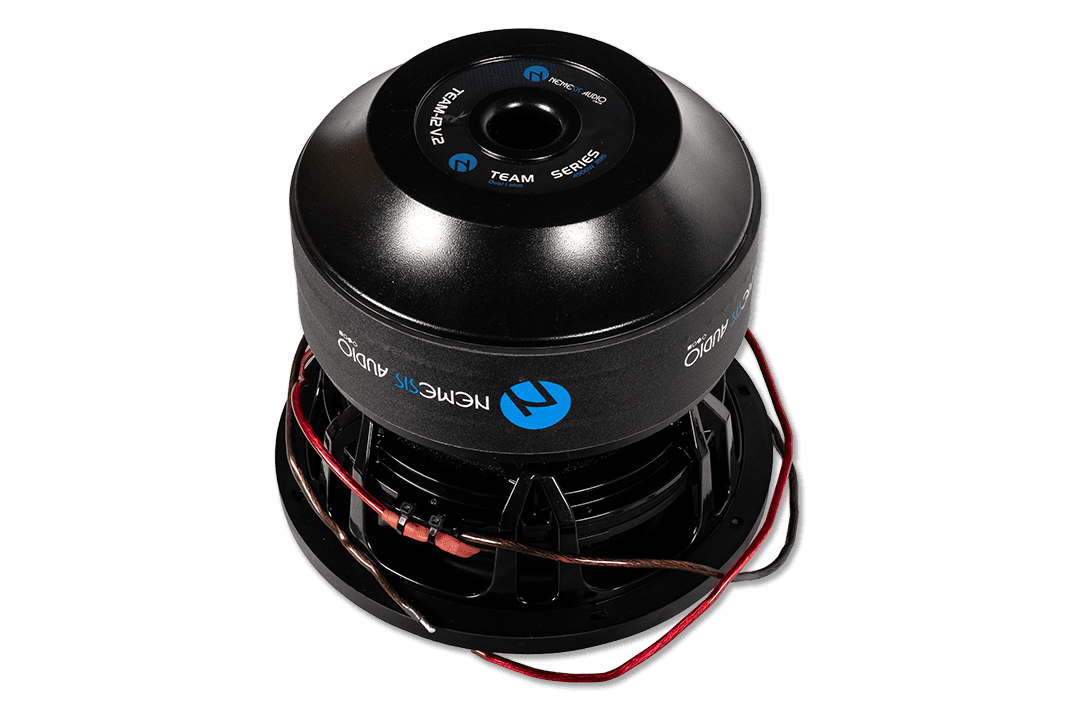Nemesis Audio -  TEAM-12 V.2 - 12″ High Performance Subwoofer, 4500W RMS. Carbon fiber cone, 4.5″ voice coil, and massive 654 oz magnet.