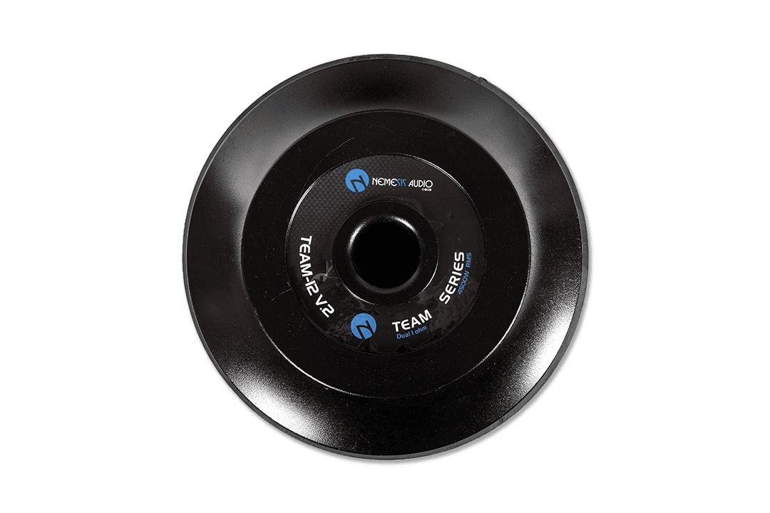 Nemesis Audio -  TEAM-12 V.2 - 12″ High Performance Subwoofer, 4500W RMS. Carbon fiber cone, 4.5″ voice coil, and massive 654 oz magnet.