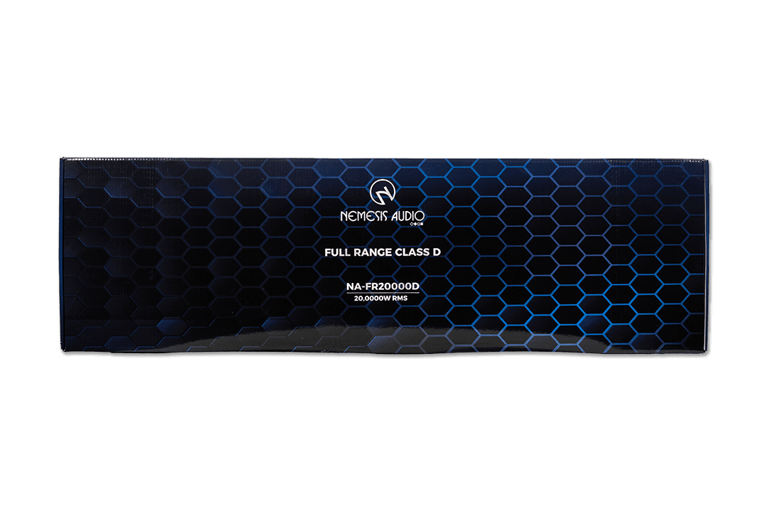 Nemesis Audio -  NA-FR20000D - 1-channel Class D amp, 20,000W RMS @1-Ohm. Smart cooling, full protection, and bass boost.
