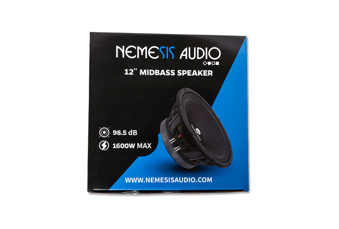 Nemesis Audio - NA-12MB 12″ midbass speaker, 800W RMS / 1600W peak, 3.5″ coil. Delivers thunderous low-mid performance.