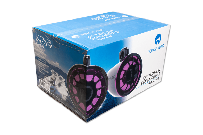Nemesis Audio  - WAKE-12 12″ Horn Loaded Marine Tower Speakers with RGB Lighting – 1200W Max