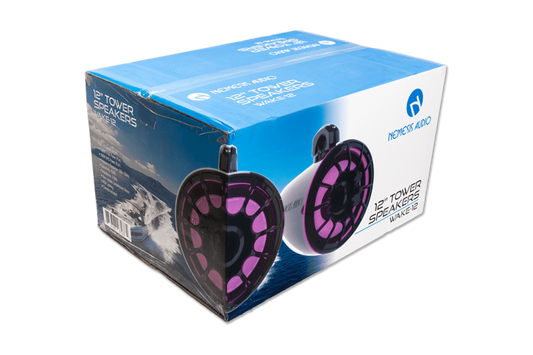 Nemesis Audio  - WAKE-12 12″ Horn Loaded Marine Tower Speakers with RGB Lighting – 1200W Max