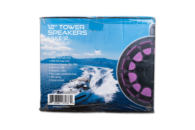 Nemesis Audio  - WAKE-12 12″ Horn Loaded Marine Tower Speakers with RGB Lighting – 1200W Max