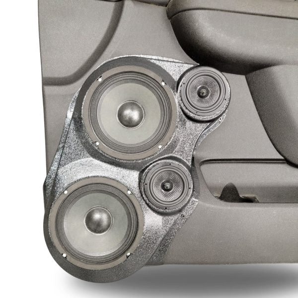 Custom Speaker Pods - Dual 6.5″ + Dual 3.5″ Front Door Speaker Pods for the 2010-2013 Chevrolet Silverado, GMC Sierra, 2010-2014 Chevrolet Avalanche, Tahoe, Suburban, GMC Yukon & Cadillac Escalade *UPPER HANDLE*
