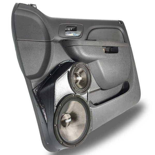 Custom Speaker Pods -   10″ + 6.5″ Front Door Speaker Pods for the 2010-2013 Chevrolet Silverado, GMC Sierra, 2010-2014 Chevrolet Avalanche, Tahoe, Suburban, GMC Yukon & Cadillac Escalade *UPPER HANDLE*