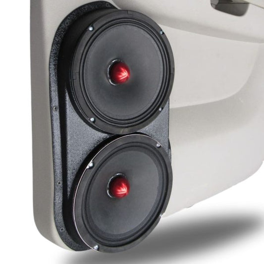 Custom Speaker Pods - Dual 8″ Rear Door Speaker Pods for the 2007-2014 Chevrolet Avalanche, Tahoe, Suburban, Silverado, GMC Yukon, Sierra & Cadillac Escalade *UPPER HANDLE*