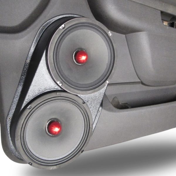 Pasgemaakte Luidsprekerpeule - Dubbele 8″ Voordeurluidsprekerpeule vir die 2010-2013 Chevrolet Silverado, GMC Sierra, 2010-2014 Chevrolet Avalanche, Tahoe, Suburban, GMC Yukon &amp; Cadillac Escalade *BOONSTE HANDVAT* 