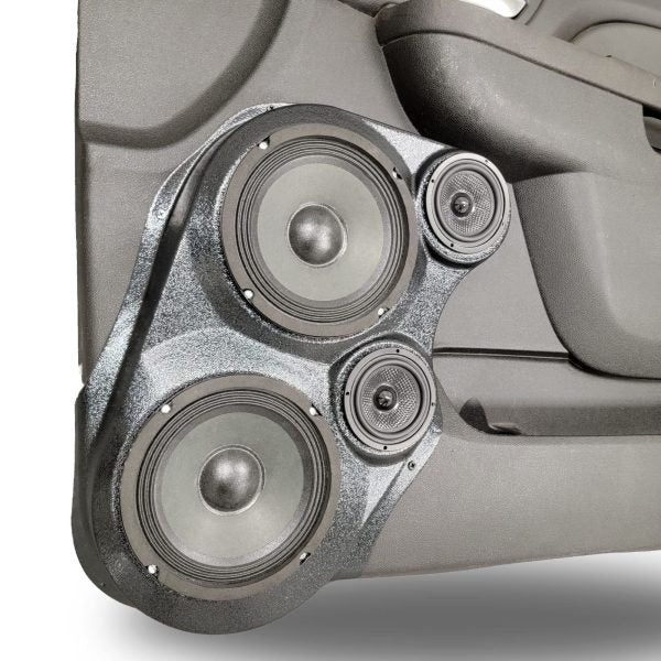 Custom Speaker Pods - Dual 6.5″ + Dual 3.5″ Front Door Speaker Pods for the 2010-2013 Chevrolet Silverado, GMC Sierra, 2010-2014 Chevrolet Avalanche, Tahoe, Suburban, GMC Yukon & Cadillac Escalade *UPPER HANDLE*
