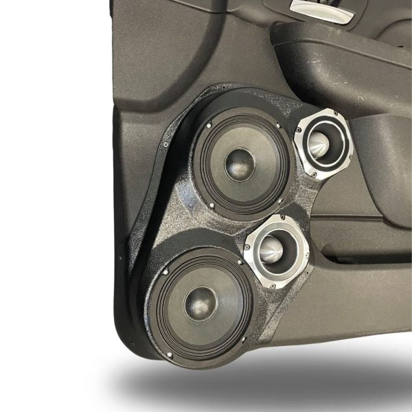 Custom Speaker Pods - Dual 6.5″ + Dual 4″ Front Door Speaker Pods for the 2010-2013 Chevrolet Silverado, GMC Sierra, 2010-2014 Chevrolet Avalanche, Tahoe, Suburban, GMC Yukon & Cadillac Escalade *UPPER HANDLE*