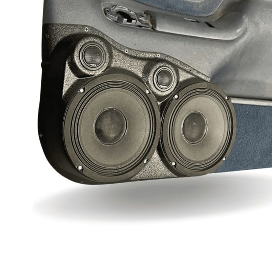 Pasgemaakte luidsprekerpeule - Dubbele 8″ en dubbele tweeter-luidsprekerpeule vir die voordeur van 'n 95-99 GM volgrootte bakkie 