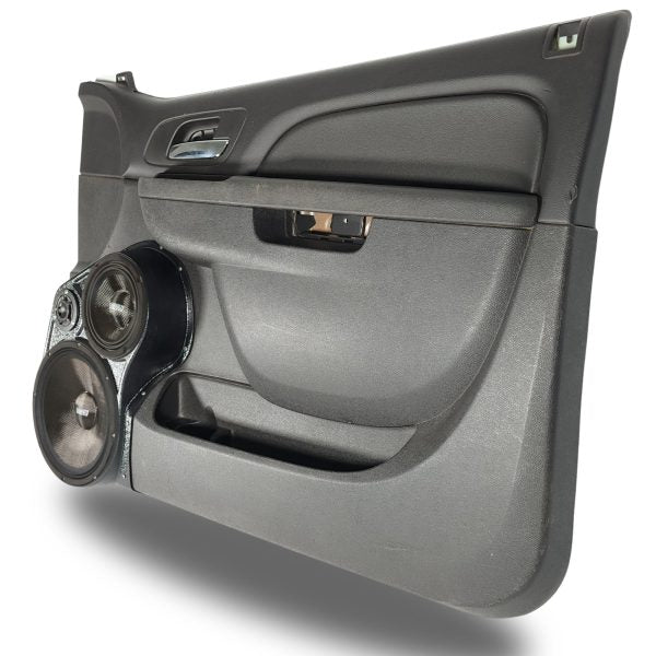 Custom Speaker Pods -  10″ + 6.5″ + 3.5″ Front Door Speaker Pods for the 2010-2013 Chevrolet Silverado, GMC Sierra, 2010-2014 Chevrolet Avalanche, Tahoe, Suburban, GMC Yukon & Cadillac Escalade *UPPER HANDLE*