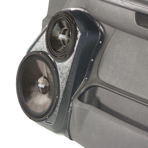 Custom Speaker Pods - 10″ + 6.5″ Front Door Speaker Pods for the 2007-2009 Chevrolet Avalanche, Tahoe, Suburban, Silverado, GMC Yukon, Sierra, and Cadillac Escalade *UPPER HANDLE*