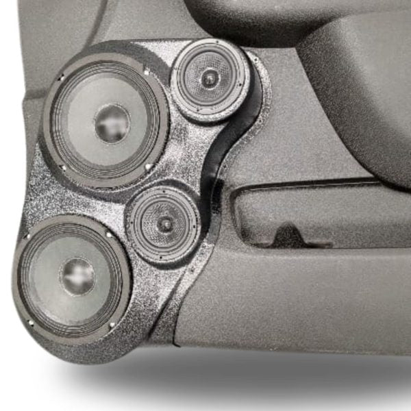 Custom Speaker Pods - Dual 6.5″ + Dual 3.5″ Front Door Speaker Pods for the 2010-2013 Chevrolet Silverado, GMC Sierra, 2010-2014 Chevrolet Avalanche, Tahoe, Suburban, GMC Yukon & Cadillac Escalade *UPPER HANDLE*