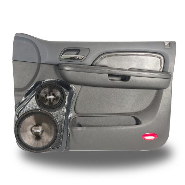 Custom Speaker Pods - 10″ + 6.5″ Front Door Speaker Pods for the 2007-2009 Chevrolet Avalanche, Tahoe, Suburban, Silverado, GMC Yukon, Sierra, and Cadillac Escalade *UPPER HANDLE*