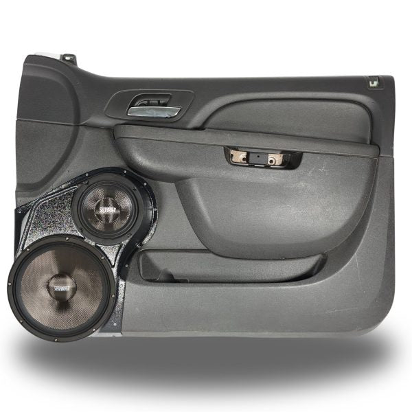 Custom Speaker Pods -   10″ + 6.5″ Front Door Speaker Pods for the 2010-2013 Chevrolet Silverado, GMC Sierra, 2010-2014 Chevrolet Avalanche, Tahoe, Suburban, GMC Yukon & Cadillac Escalade *UPPER HANDLE*