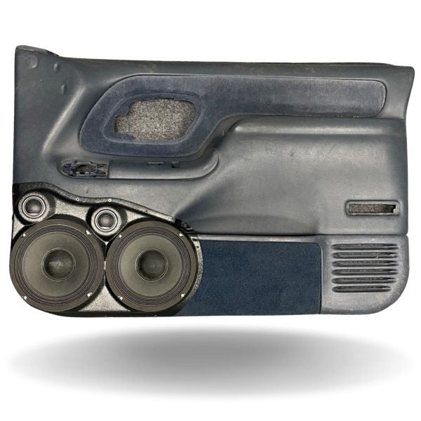 Pasgemaakte luidsprekerpeule - Dubbele 8″ en dubbele tweeter-luidsprekerpeule vir die voordeur van 'n 95-99 GM volgrootte bakkie 
