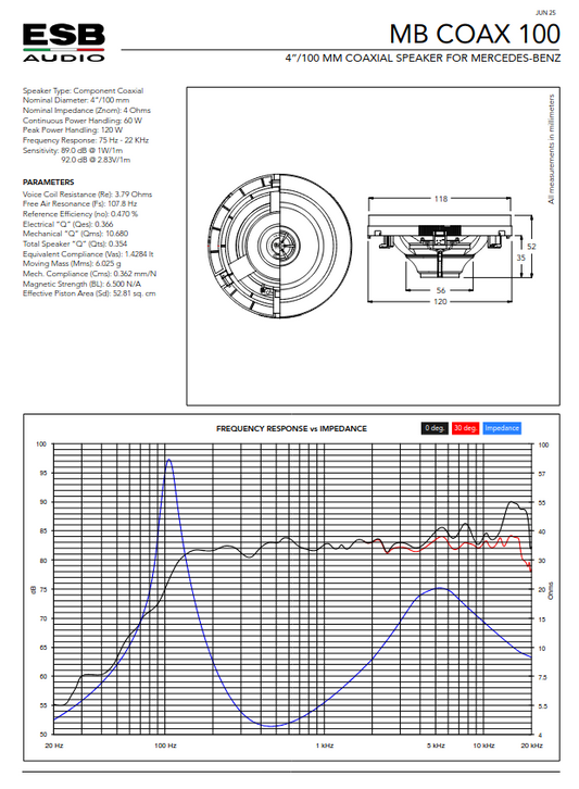 ESB Audio | MB Coax 100 | 6000 Series | Coaxial Speakers for Mercedes-Benz