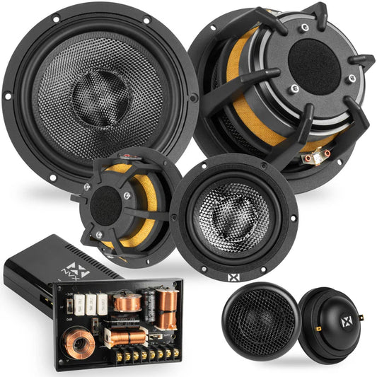 NVX - NXQS653KIT 700W Peak (350W RMS) 6.5" X-Series 3-Way Component Speaker System with Carbon Fiber Cones and 30mm Silk Dome Tweeters