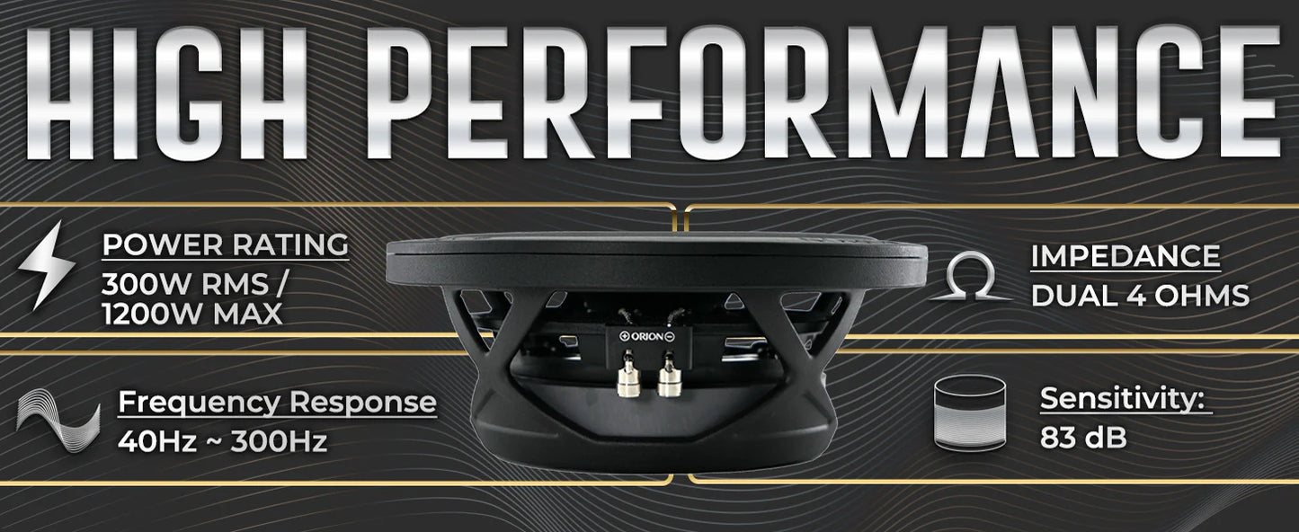 Orion  - XTR8SWD4 - 8" 300w Rms/1200w Max Shallow Subwoofer Dual 4 Ohm