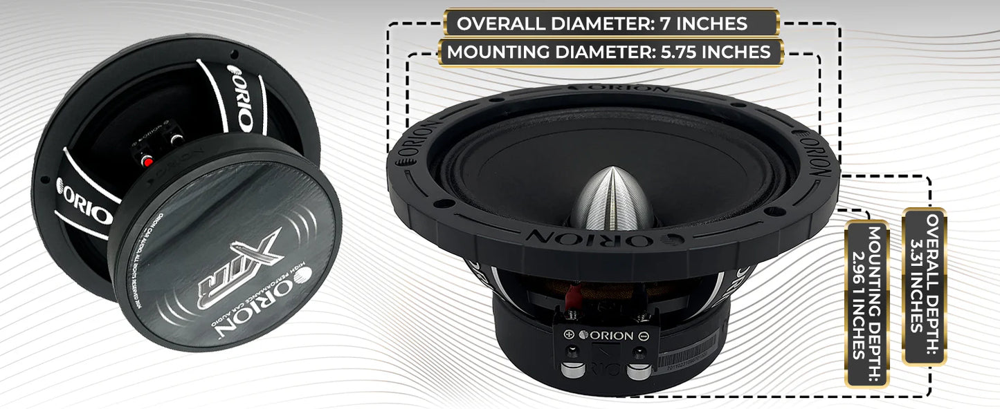Orion - 6.5" 2 Ohm 300w RMS Shallow Neodymium Midrange Speakers